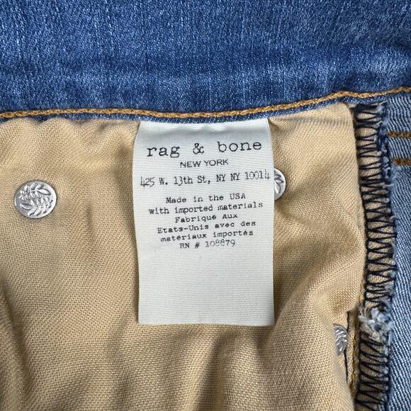Rag‎ & Bone High Rise Skinny Jeans Women’s Size 30 Blue Alibi Distressed Hem USA - Picture 11 of 15